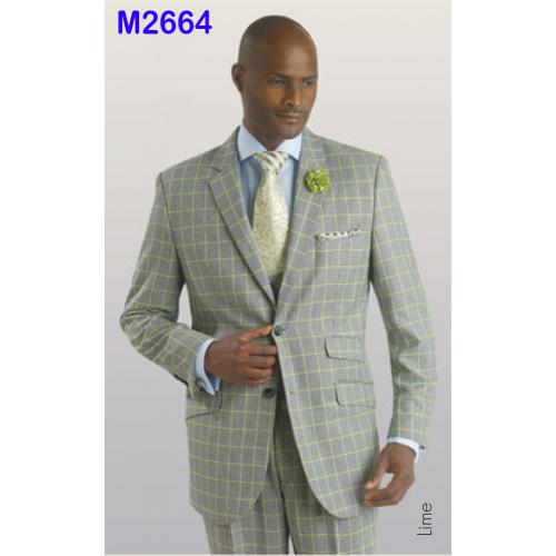 E. J. Samuel Lime Checker Suit M2664